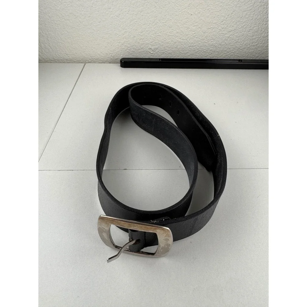 Calvin Klein‎ Jeans Black Leather Belt Silver Buckle Men Women Size Medium